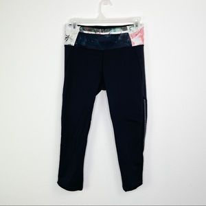 Lululemon Cropped Floral Leggings with Mesh Insert